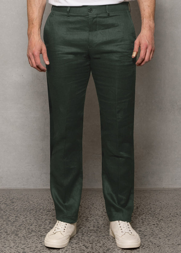 Straight Leg Linen Trouser - Pine